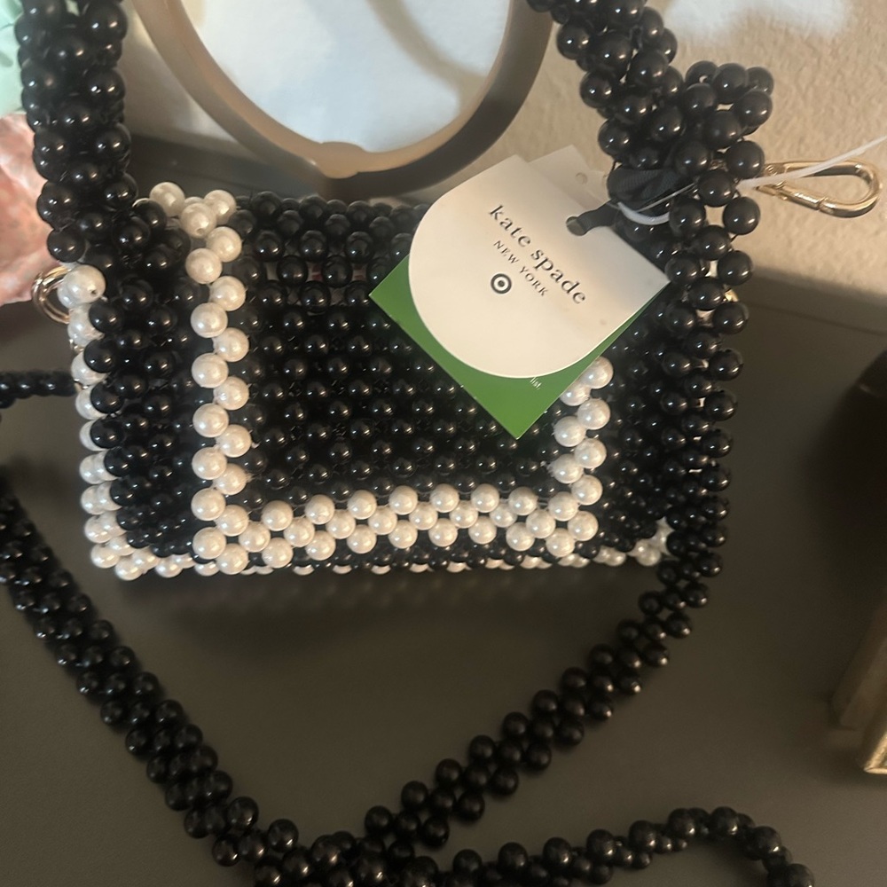 Kate Spade Black and White Mini Beaded Bag